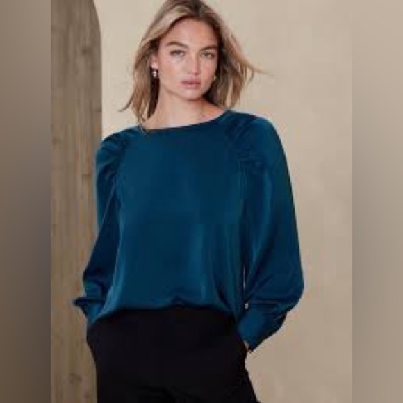 Banana Republic Tops - Banana Republic Ruched Sleeve Blouse size XL